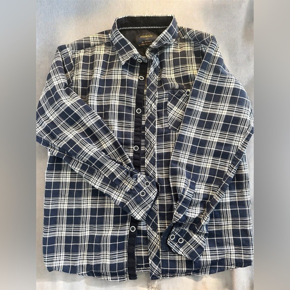Nomad Other - Boys size 10/12 Nomad Button Down Long Sleeve Shirt with blue and white plaid